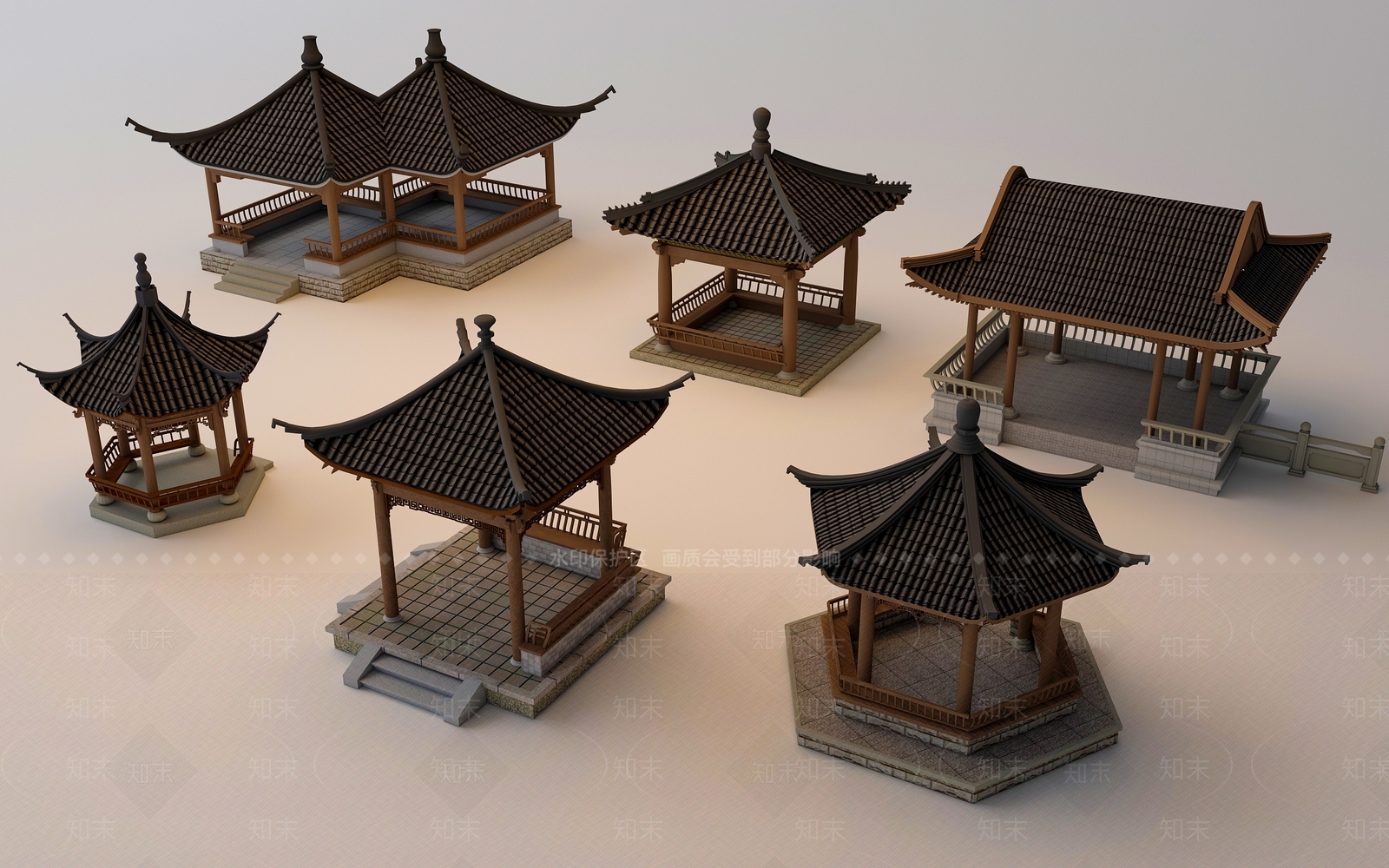 新中式亭子3D模型下载【ID:1181786070】