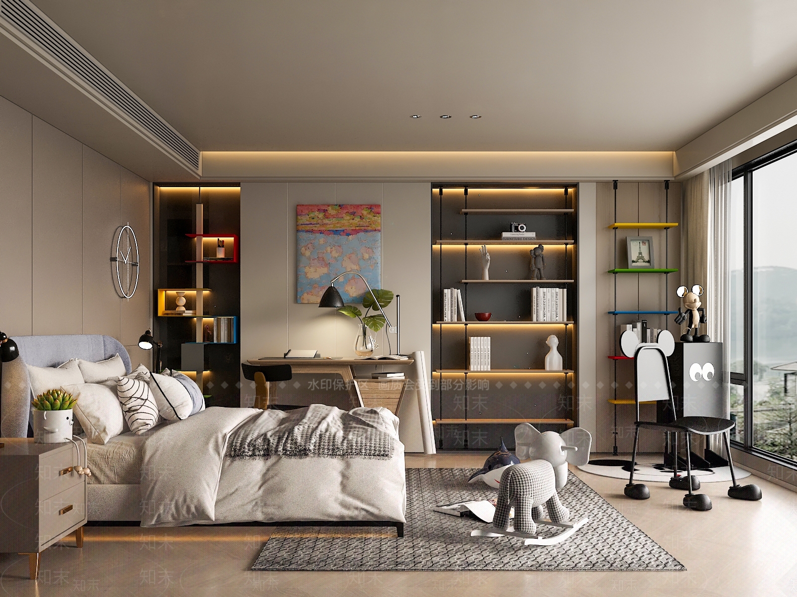 现代通用儿童房3D模型下载【ID:1181786505】