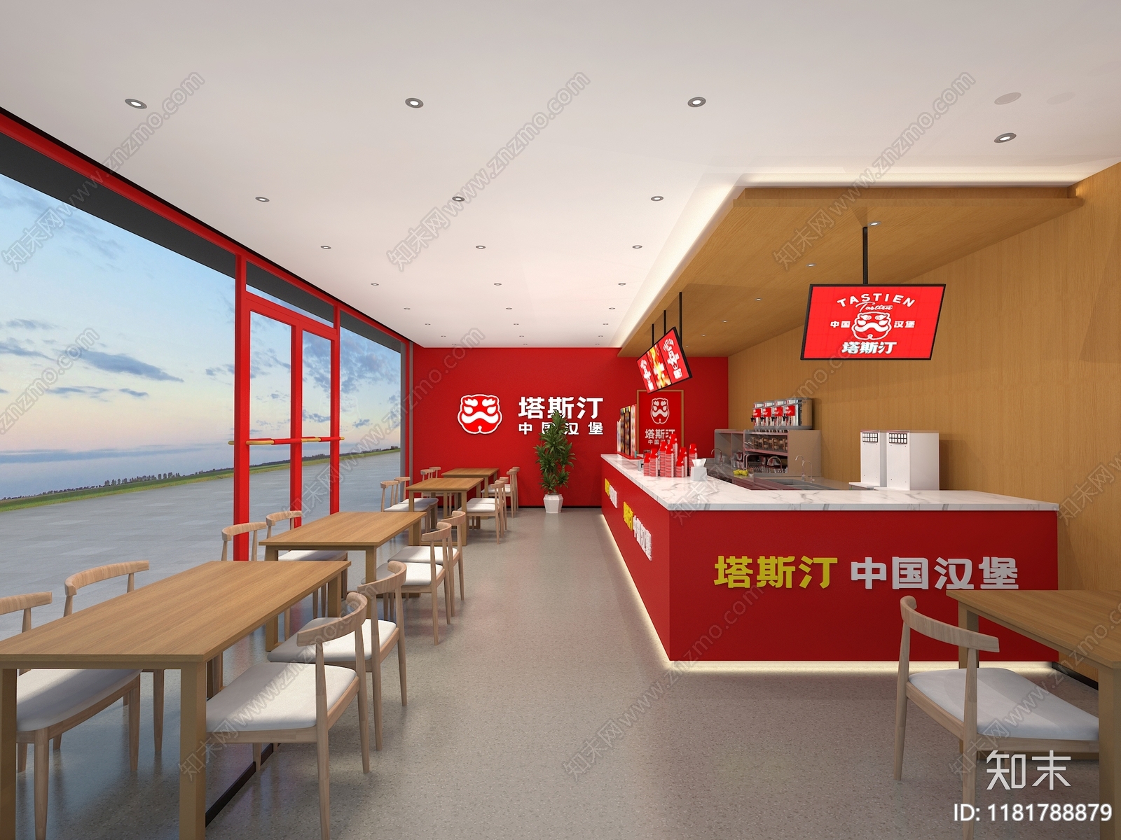 现代快餐店cad施工图下载【ID:1181788879】