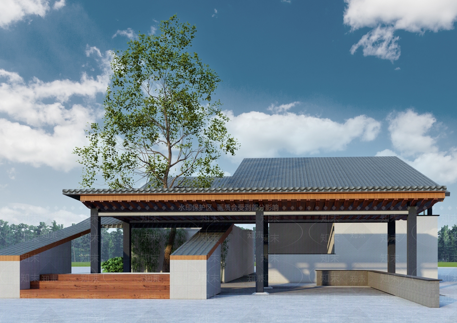 新中式小公建SU模型下载【ID:1181792099】