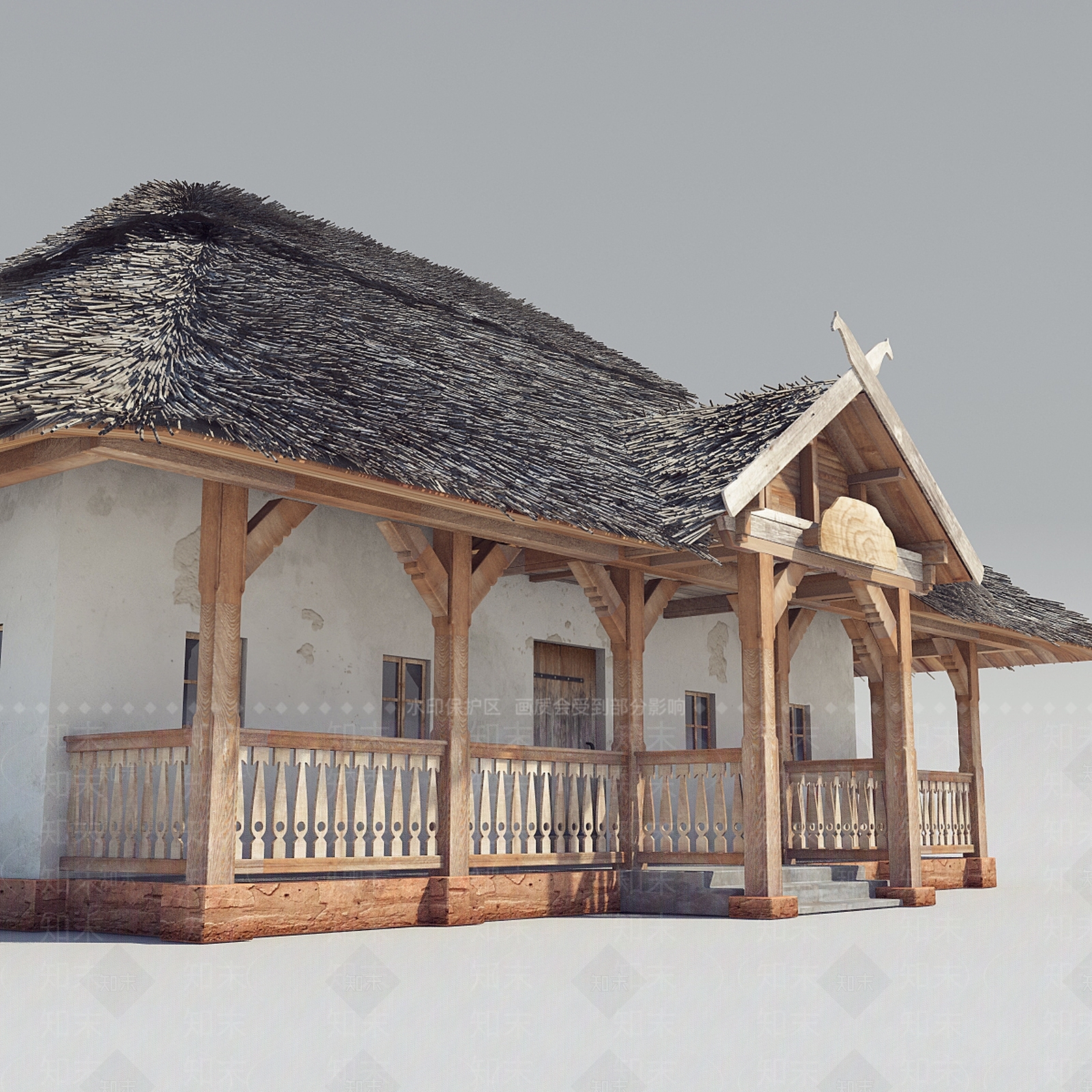 中式复古风格建筑SU模型下载【ID:1181798166】