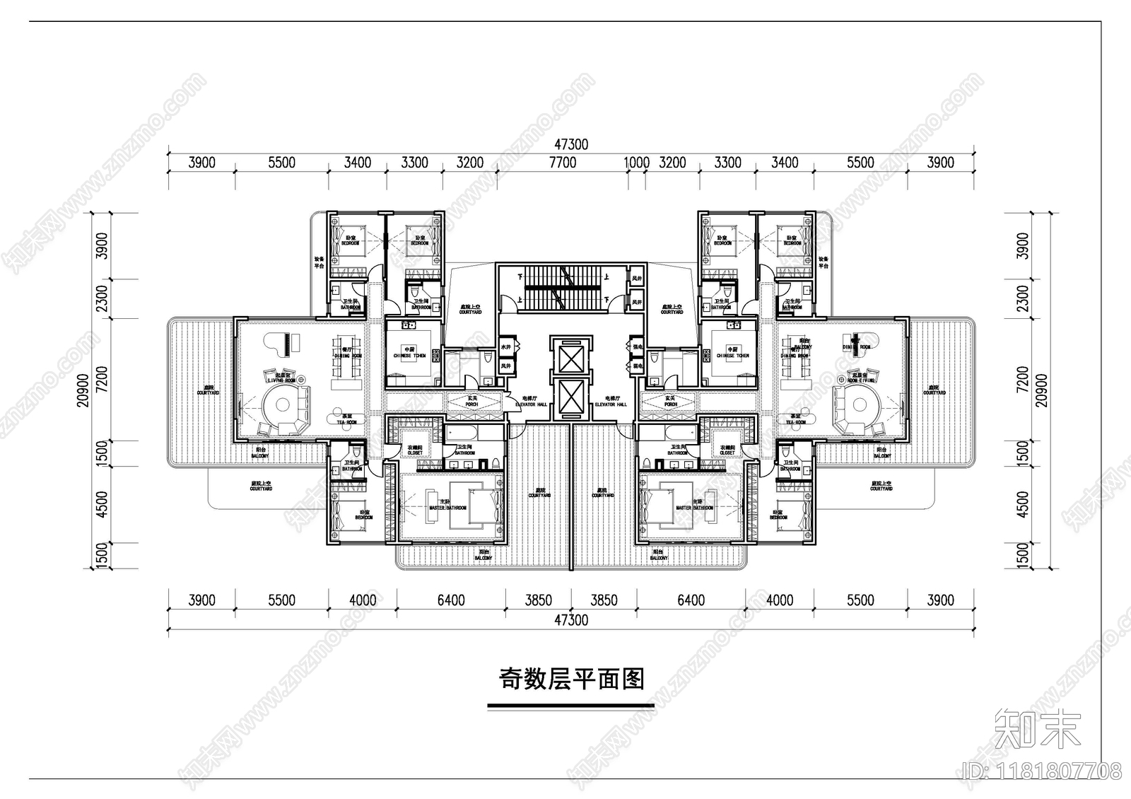 现代住宅楼建筑cad施工图下载【ID:1181807708】