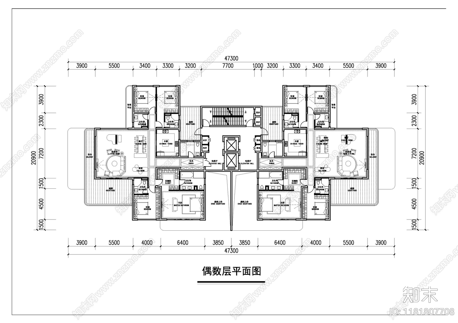 现代住宅楼建筑cad施工图下载【ID:1181807708】