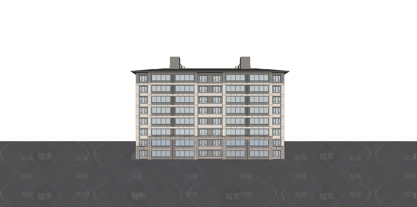 新中式简约多层住宅SU模型下载【ID:1181811471】