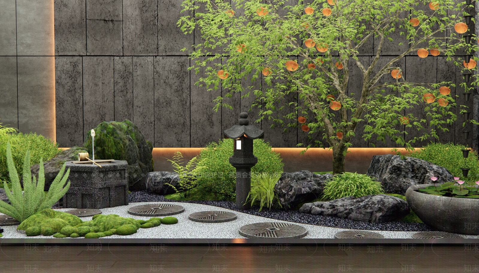 新中式日式室内景观SU模型下载【ID:1181814356】