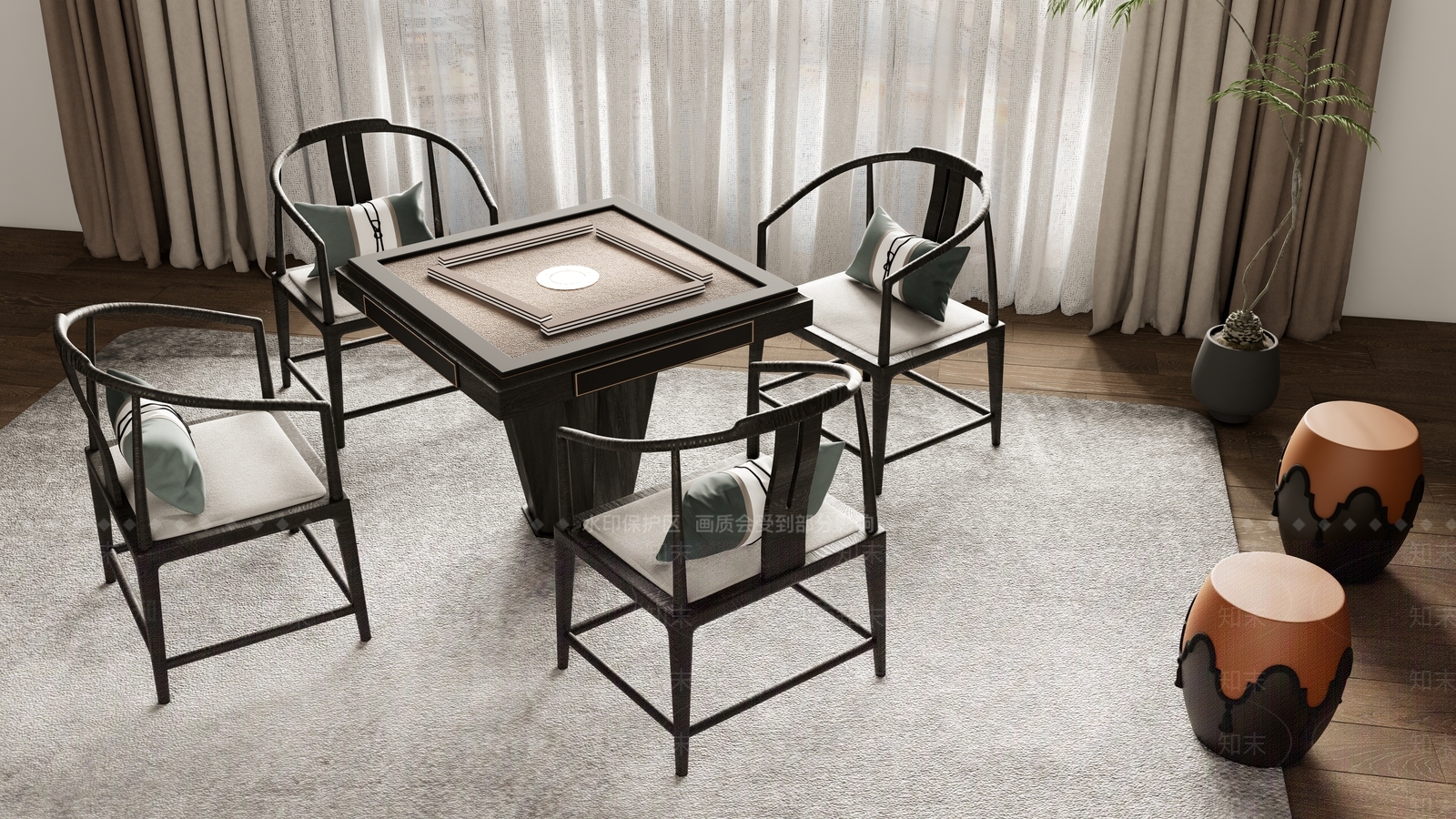 麻将桌3D模型下载【ID:1181817808】