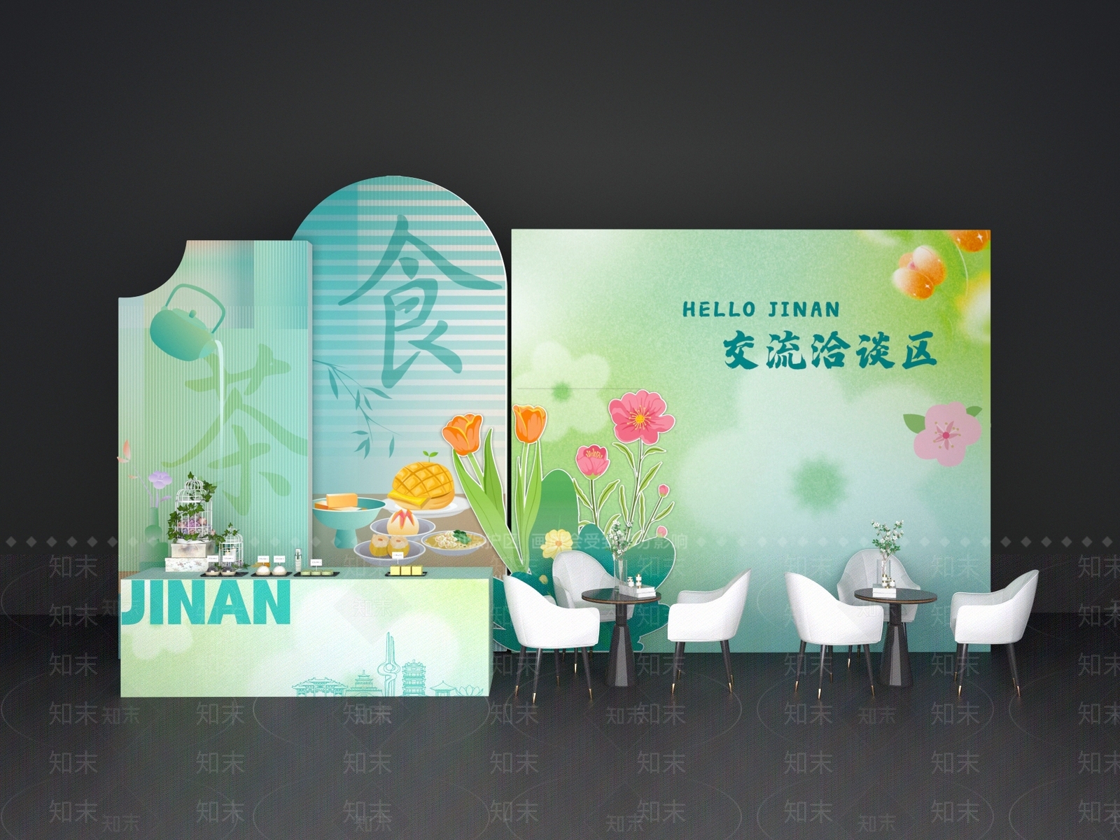现代新中式美陈3D模型下载【ID:1181818183】