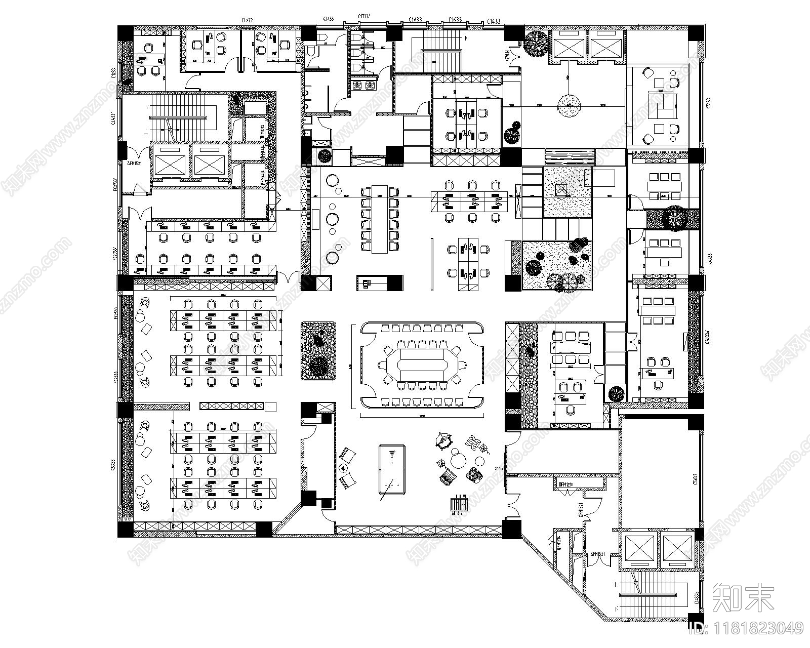 现代整体办公空间cad施工图下载【ID:1181823049】