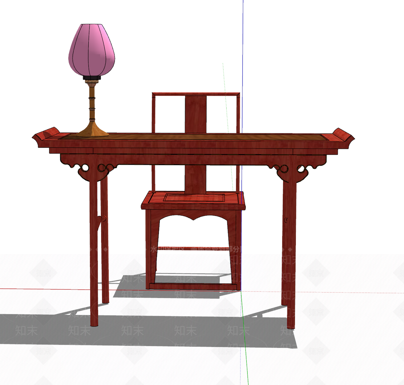 中式办公桌SU模型下载【ID:1181825327】