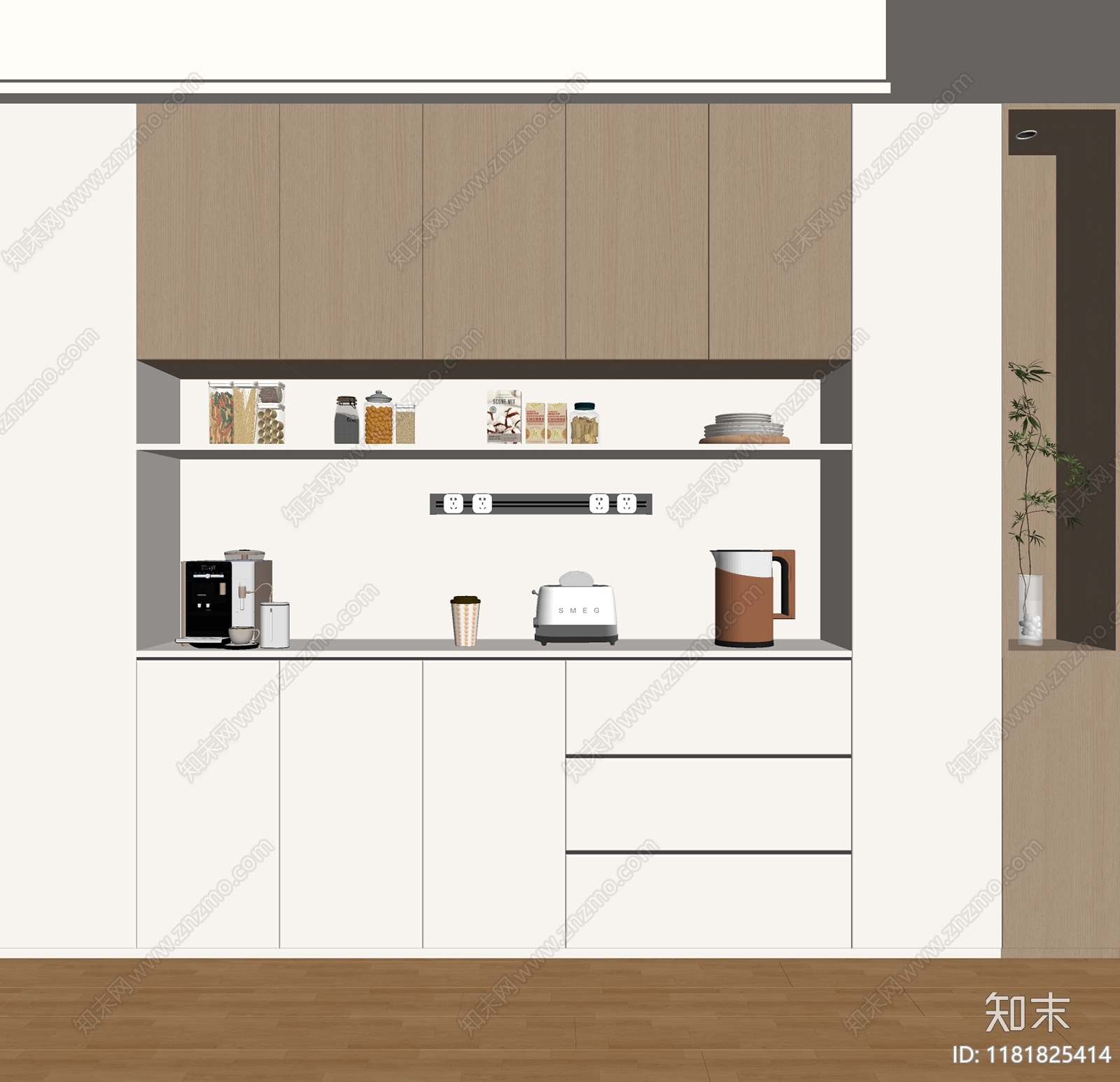 现代奶油餐边柜SU模型下载【ID:1181825414】