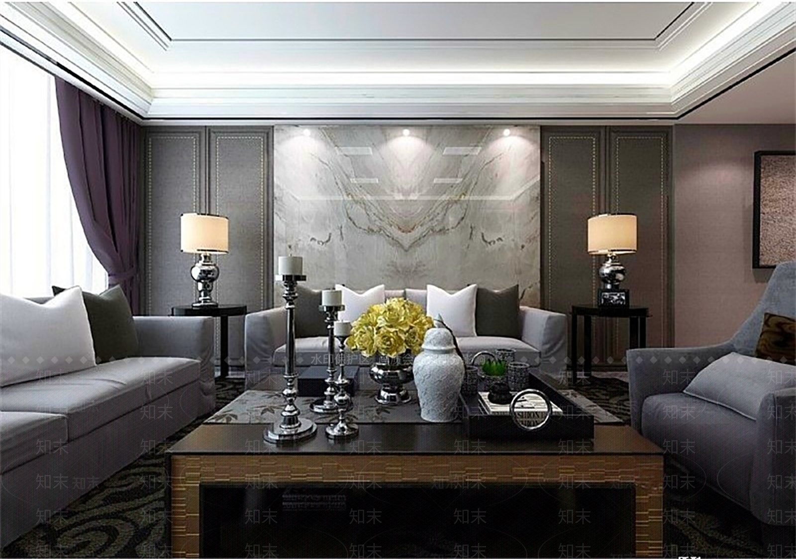 新中式轻奢沙发组合3D模型下载【ID:1181831446】