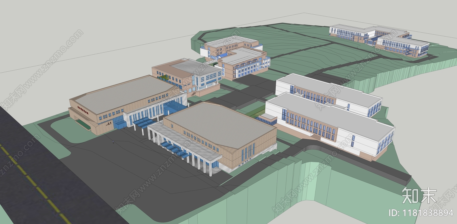 现代医院建筑SU模型下载【ID:1181838894】