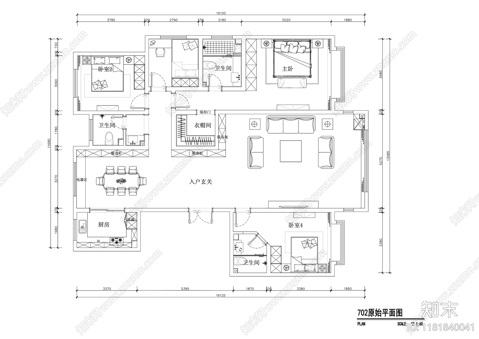 平层cad施工图下载【ID:1181840041】