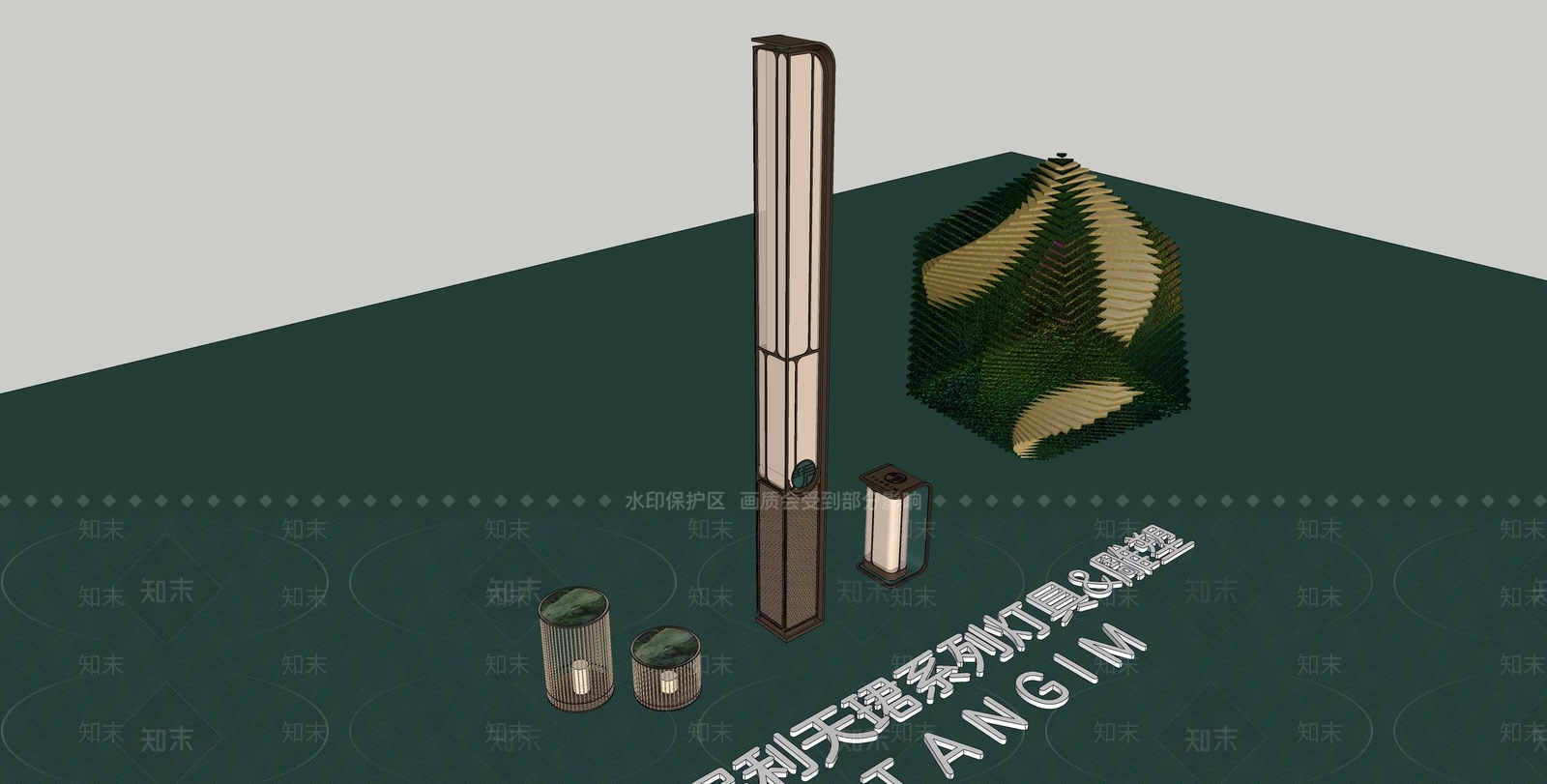 意式轻奢景观灯SU模型下载【ID:1181843577】