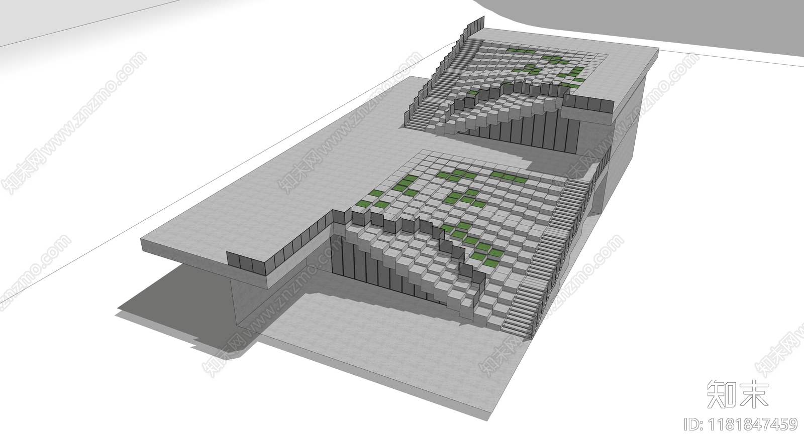 现代台阶景观SU模型下载【ID:1181847459】