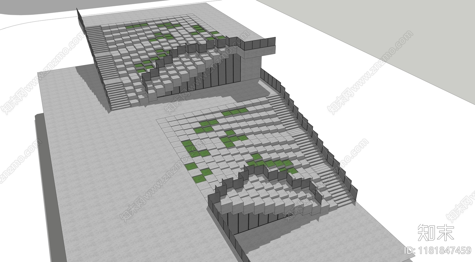 现代台阶景观SU模型下载【ID:1181847459】