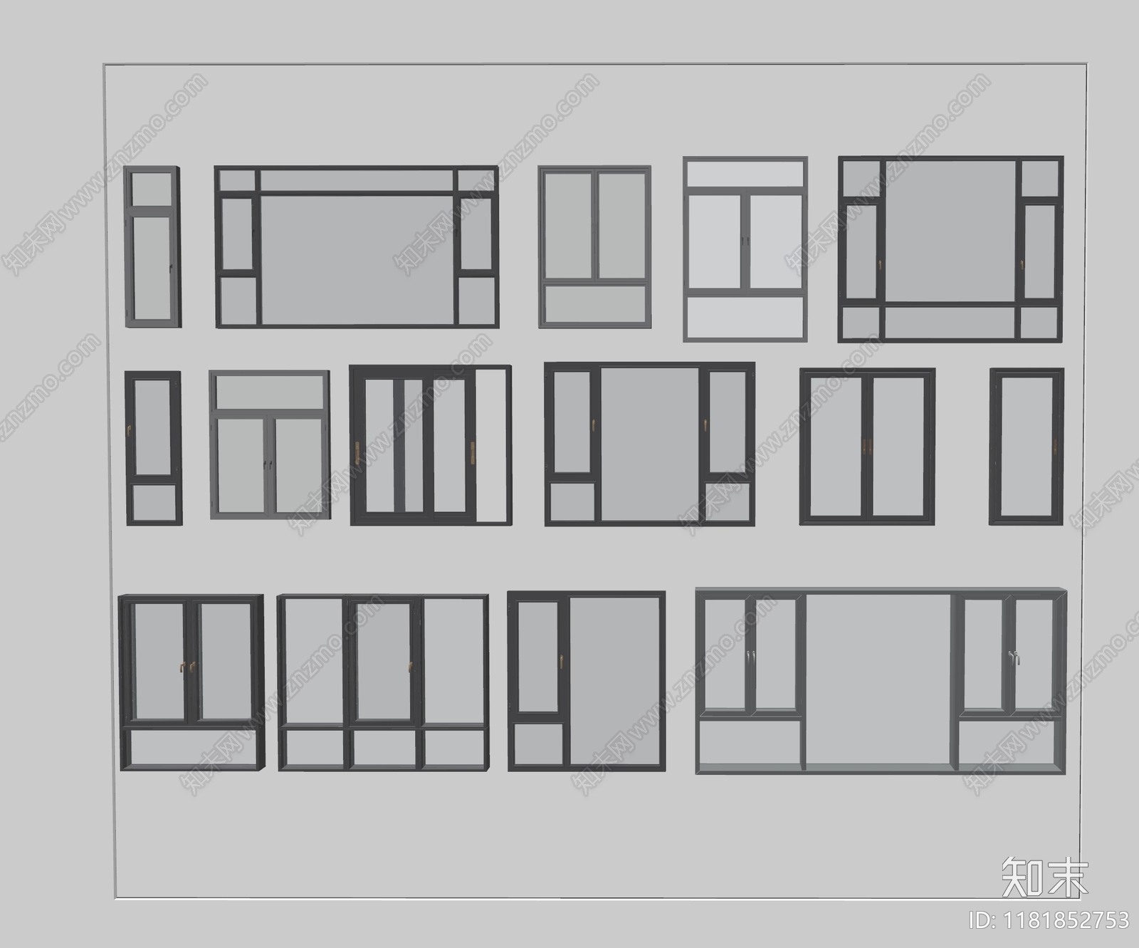 现代简约窗户组合SU模型下载【ID:1181852753】