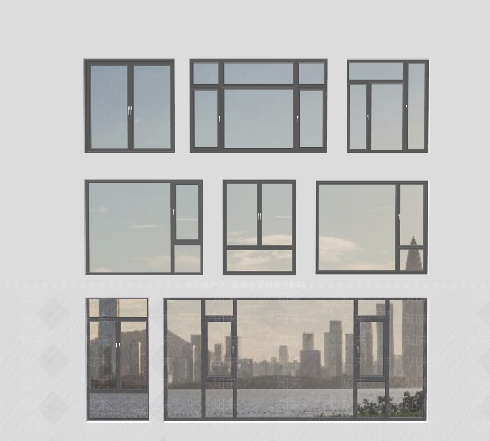 现代简约窗户组合SU模型下载【ID:1181853472】