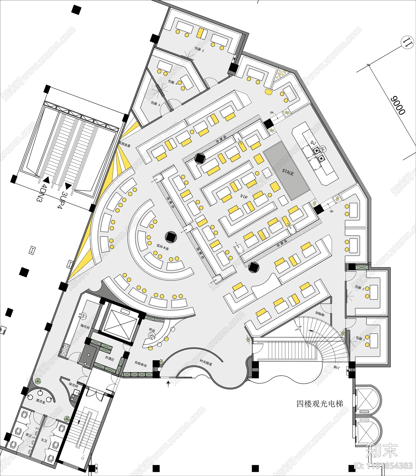 现代新中式酒吧cad施工图下载【ID:1181854383】