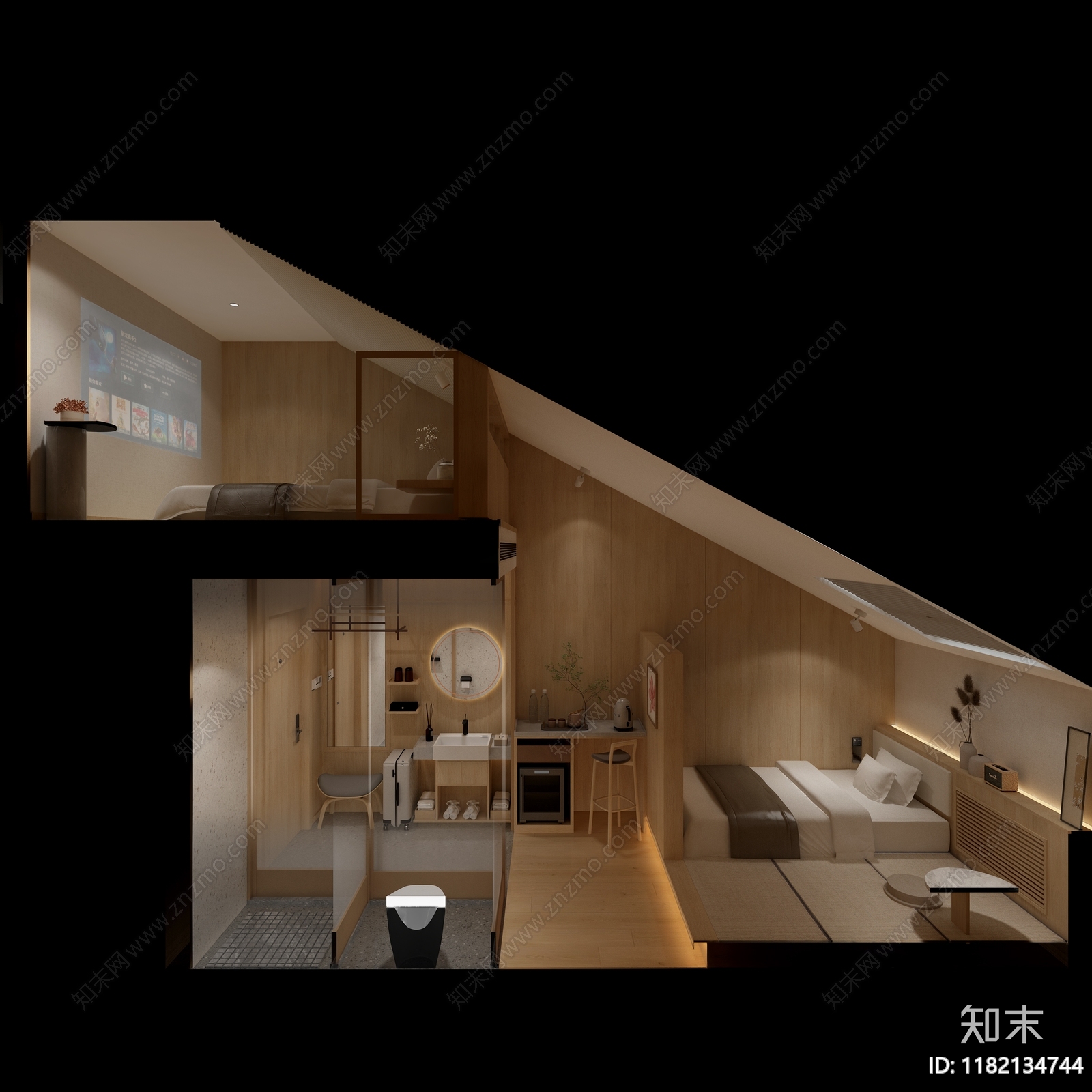 现代新中式酒店3D模型下载【ID:1182134744】