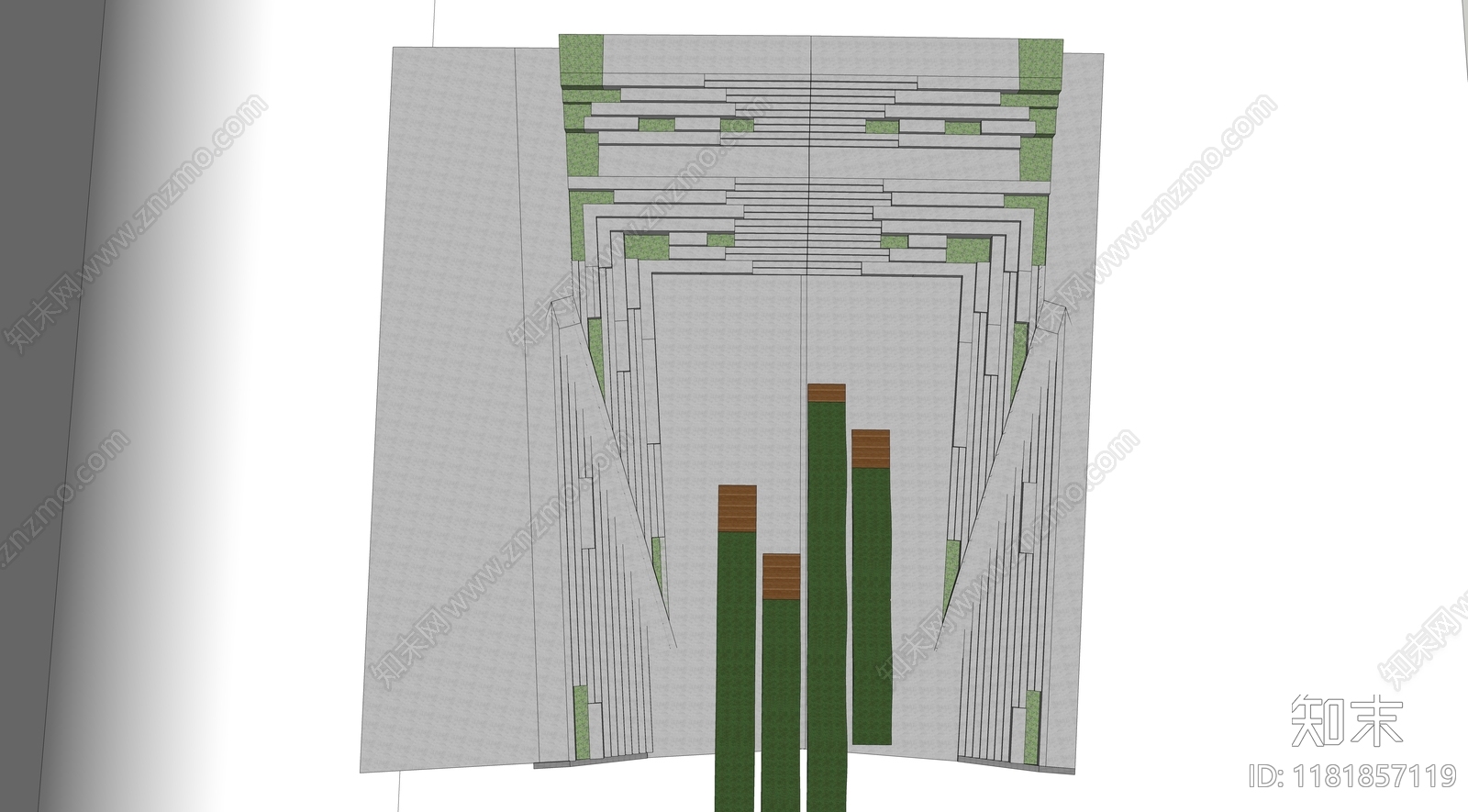 现代台阶景观SU模型下载【ID:1181857119】