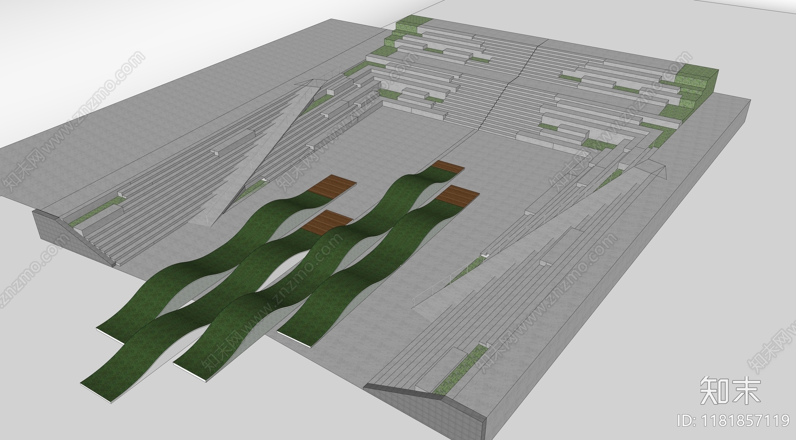 现代台阶景观SU模型下载【ID:1181857119】