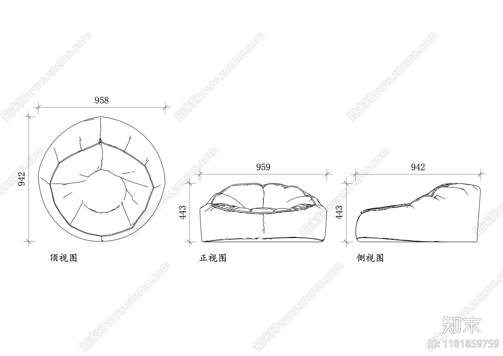 现代沙发施工图下载【ID:1181859759】