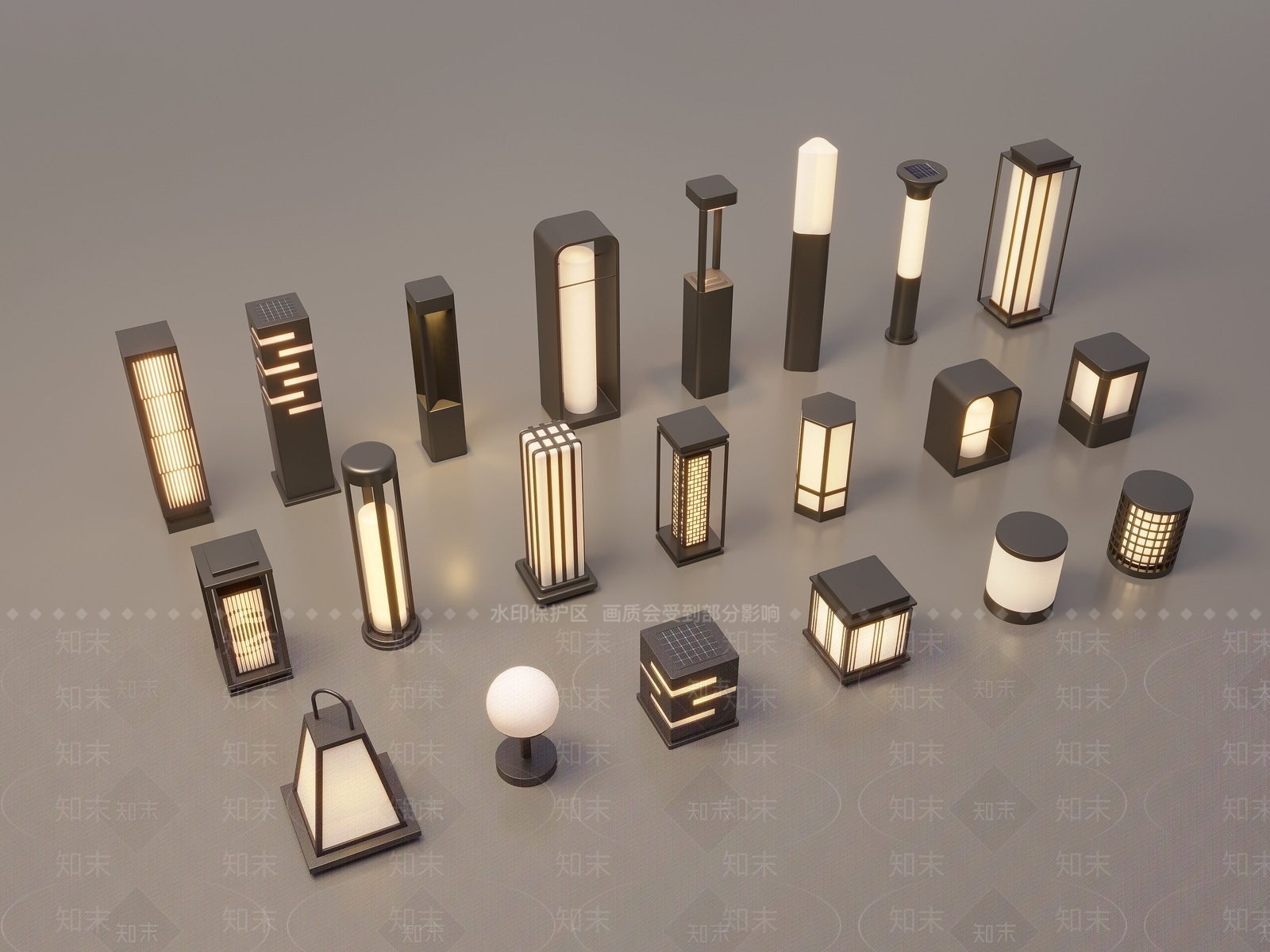 新中式中式景观灯SU模型下载【ID:1181875886】