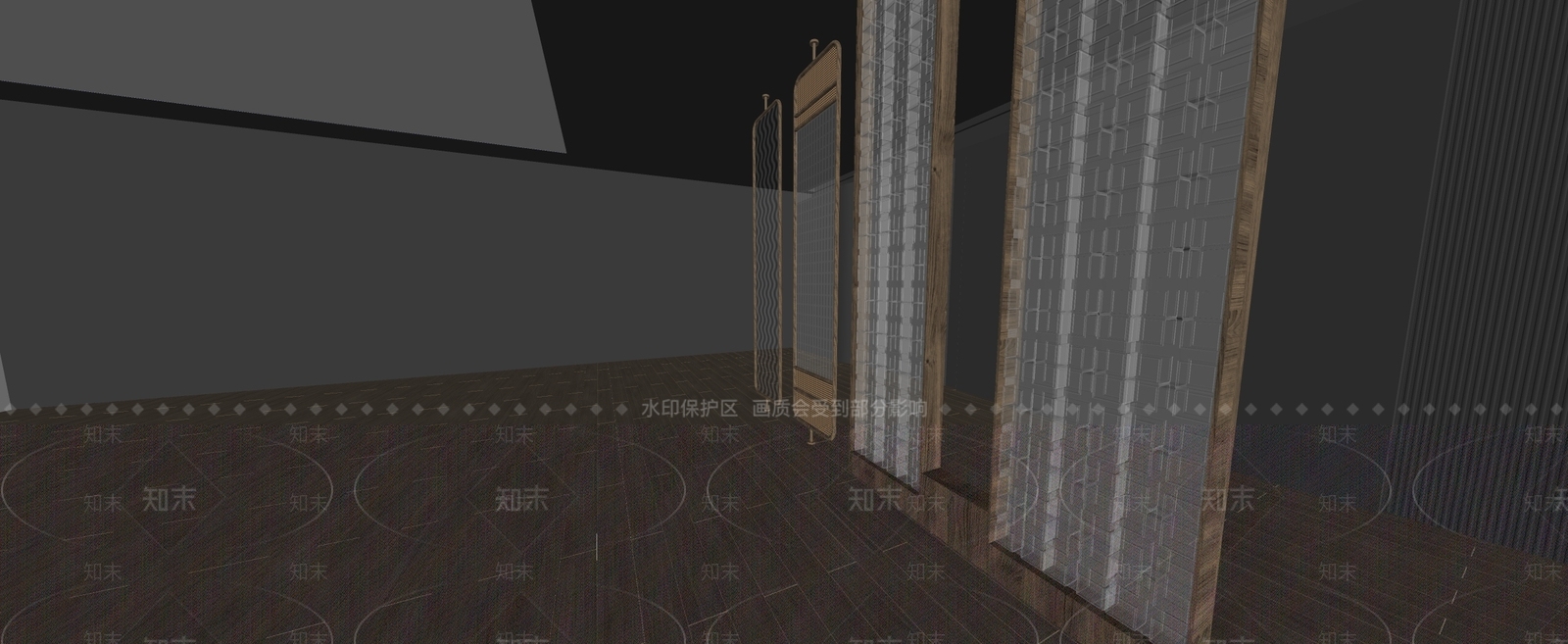 现代新中式隔断SU模型下载【ID:1181879436】