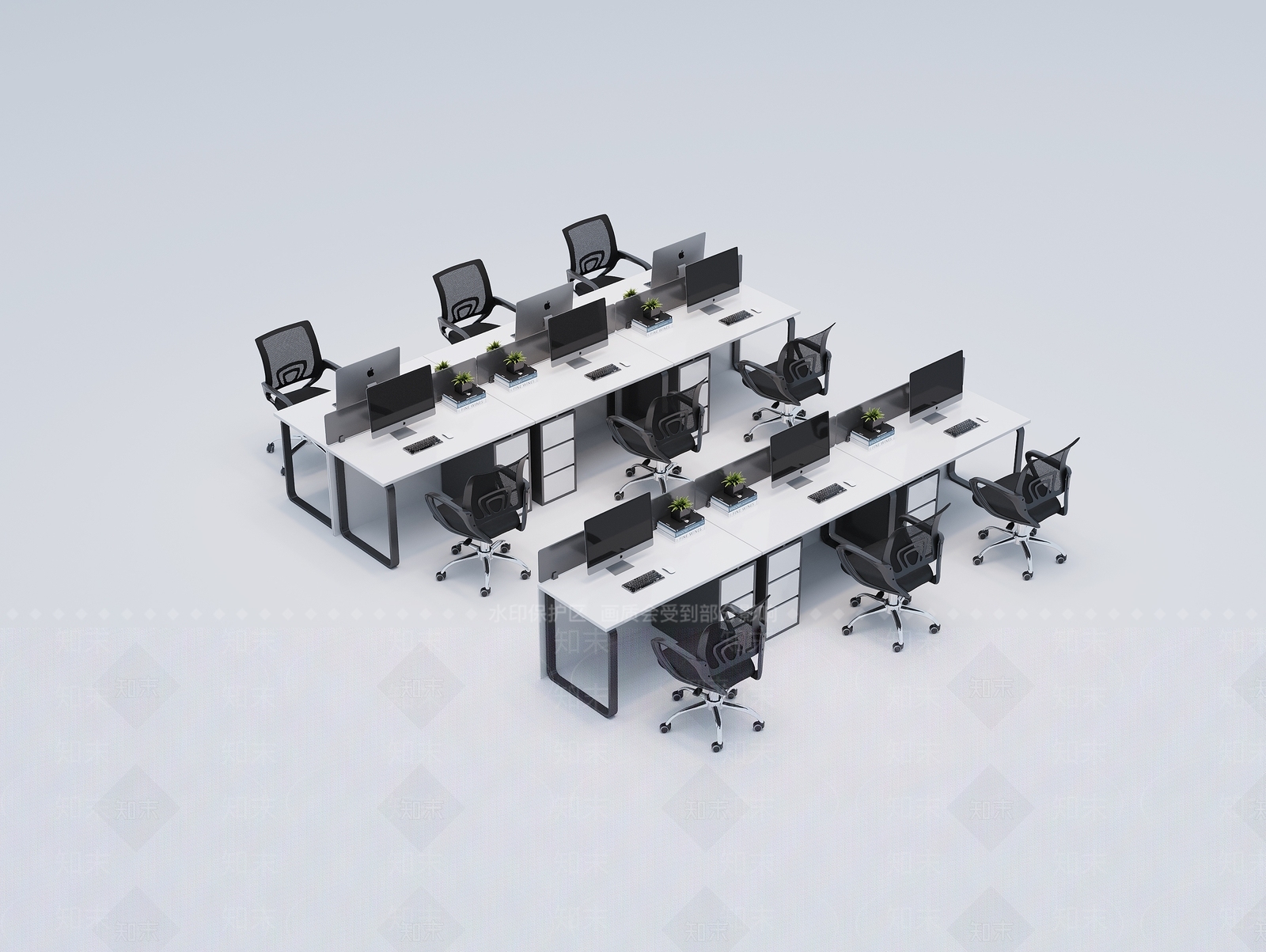 现代办公桌3D模型下载【ID:1181880044】