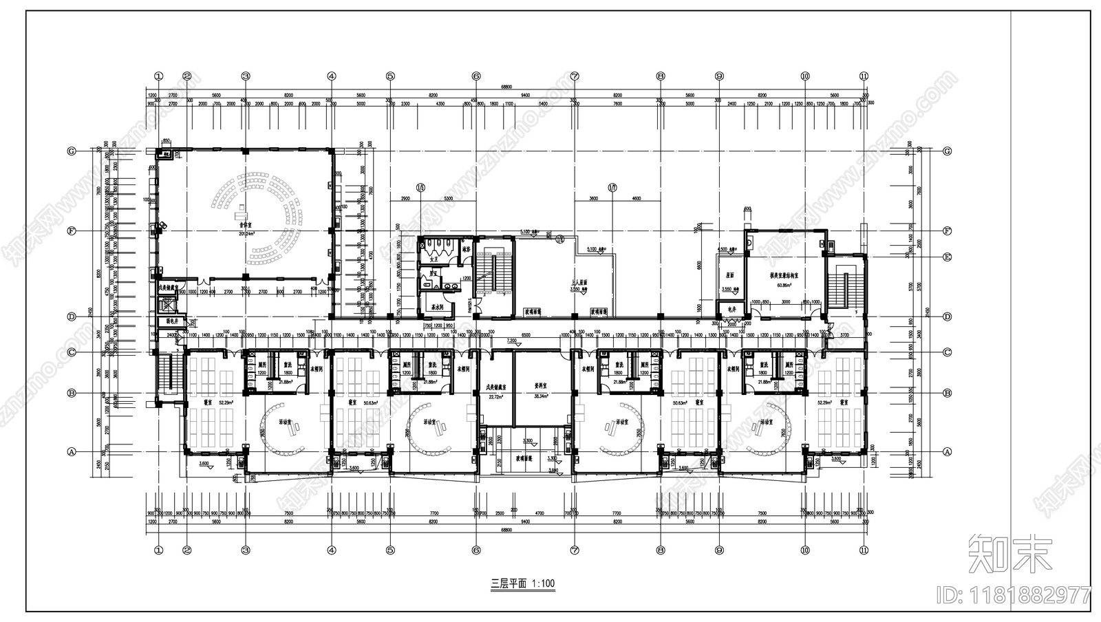 现代幼儿园建筑cad施工图下载【ID:1181882977】