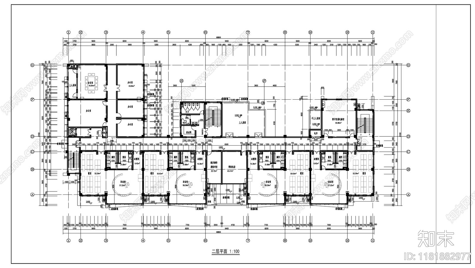 现代幼儿园建筑cad施工图下载【ID:1181882977】