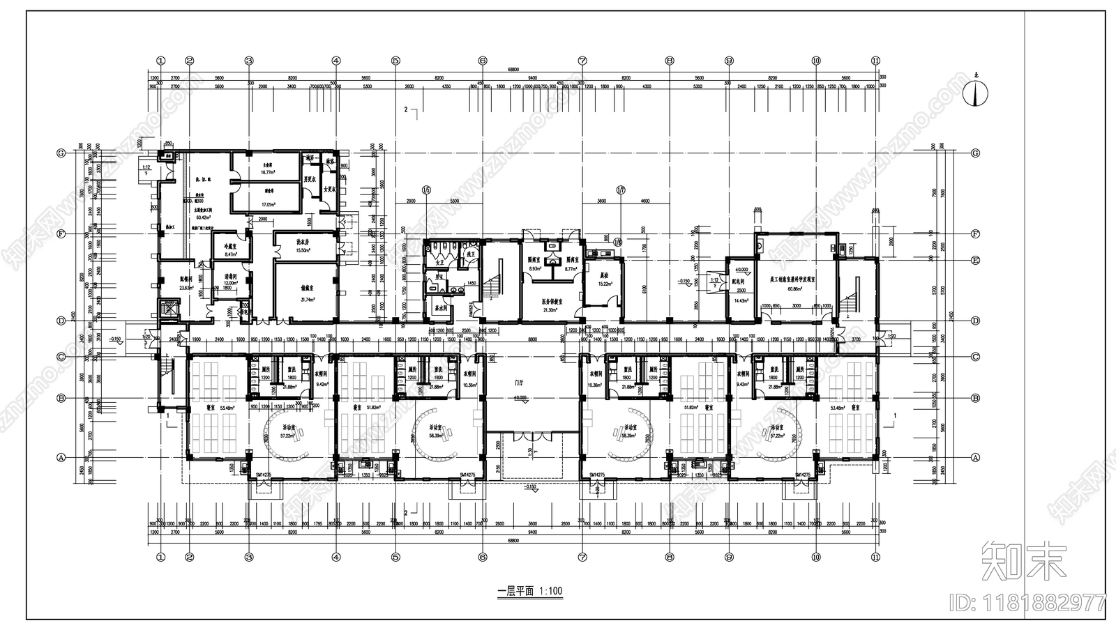现代幼儿园建筑cad施工图下载【ID:1181882977】