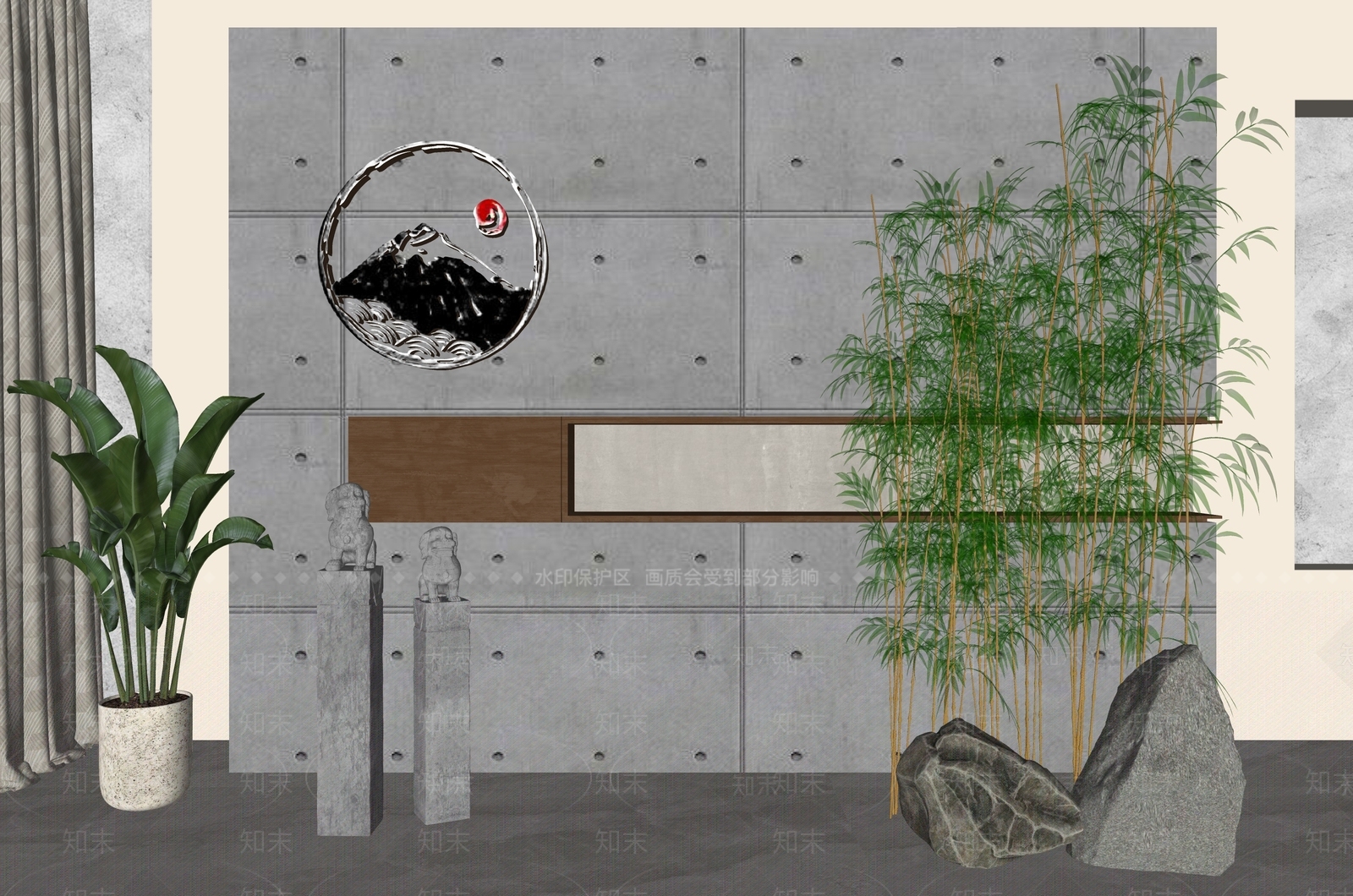 新中式隔断SU模型下载【ID:1181883348】