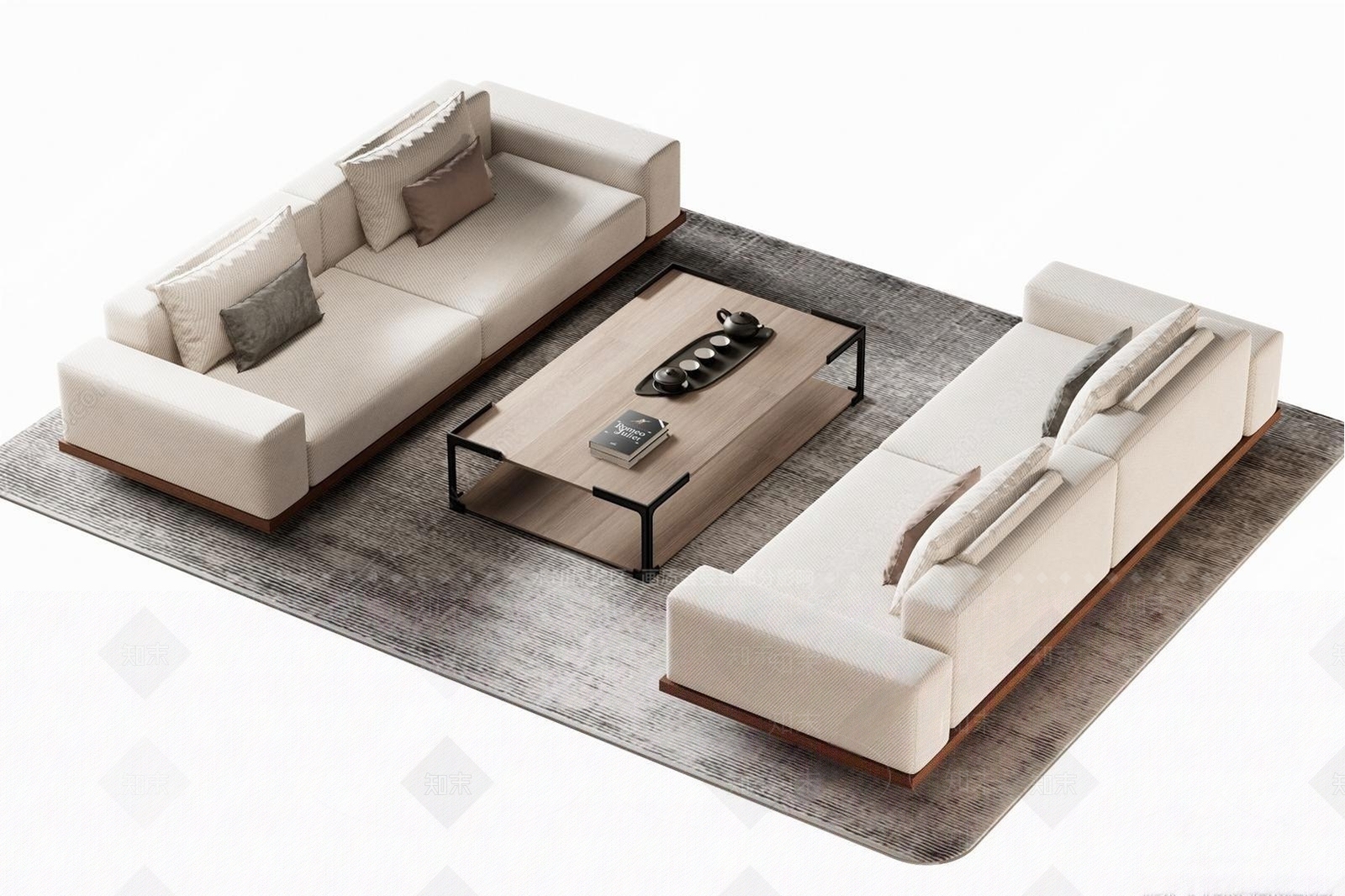 现代日式沙发组合3D模型下载【ID:1181889364】