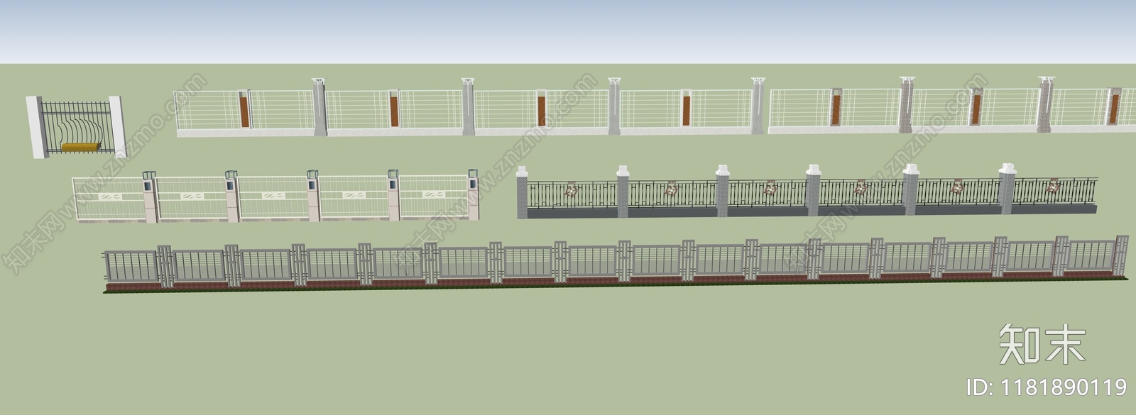 现代轻奢围墙SU模型下载【ID:1181890119】