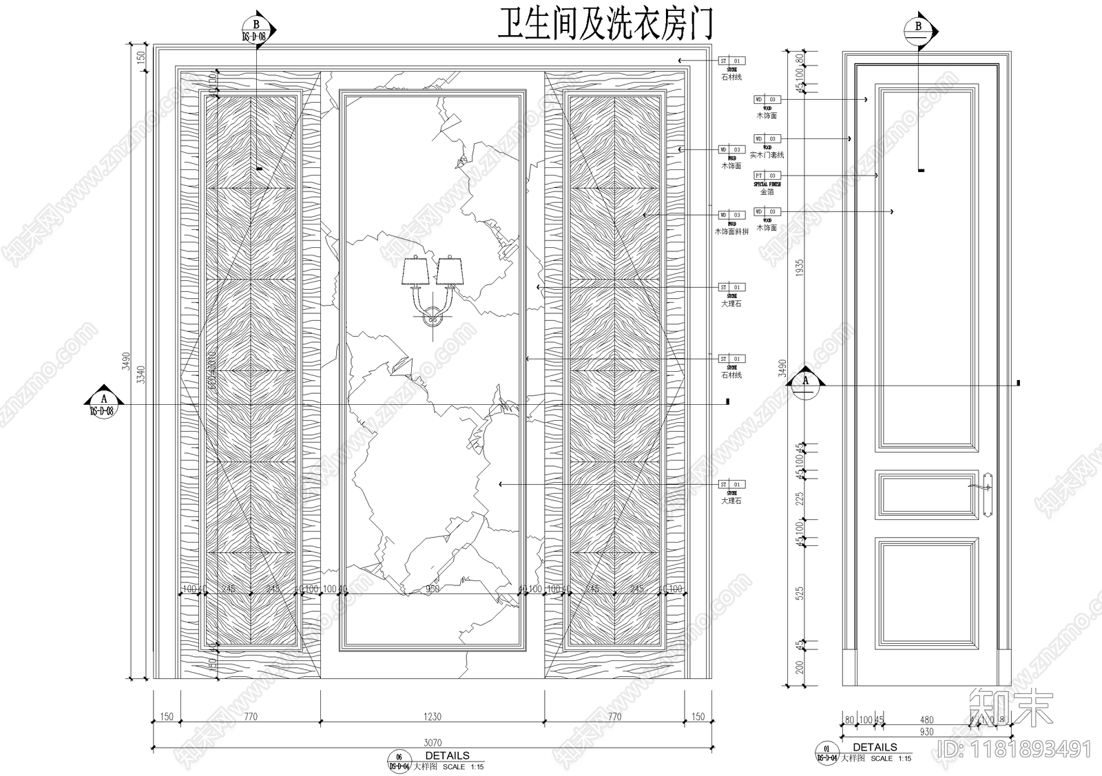 门节点cad施工图下载【ID:1181893491】