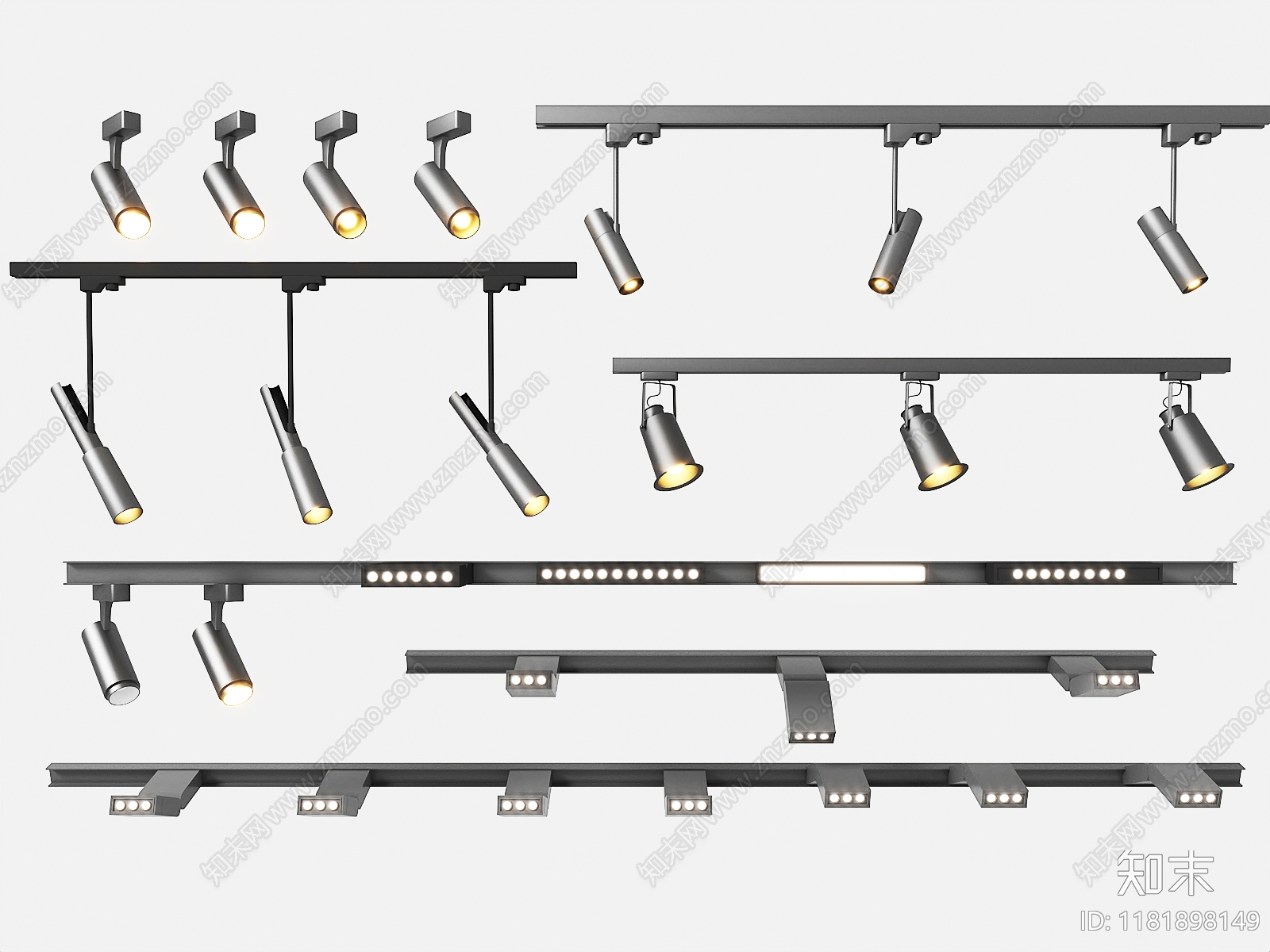 现代轨道射灯组合3D模型下载【ID:1181898149】