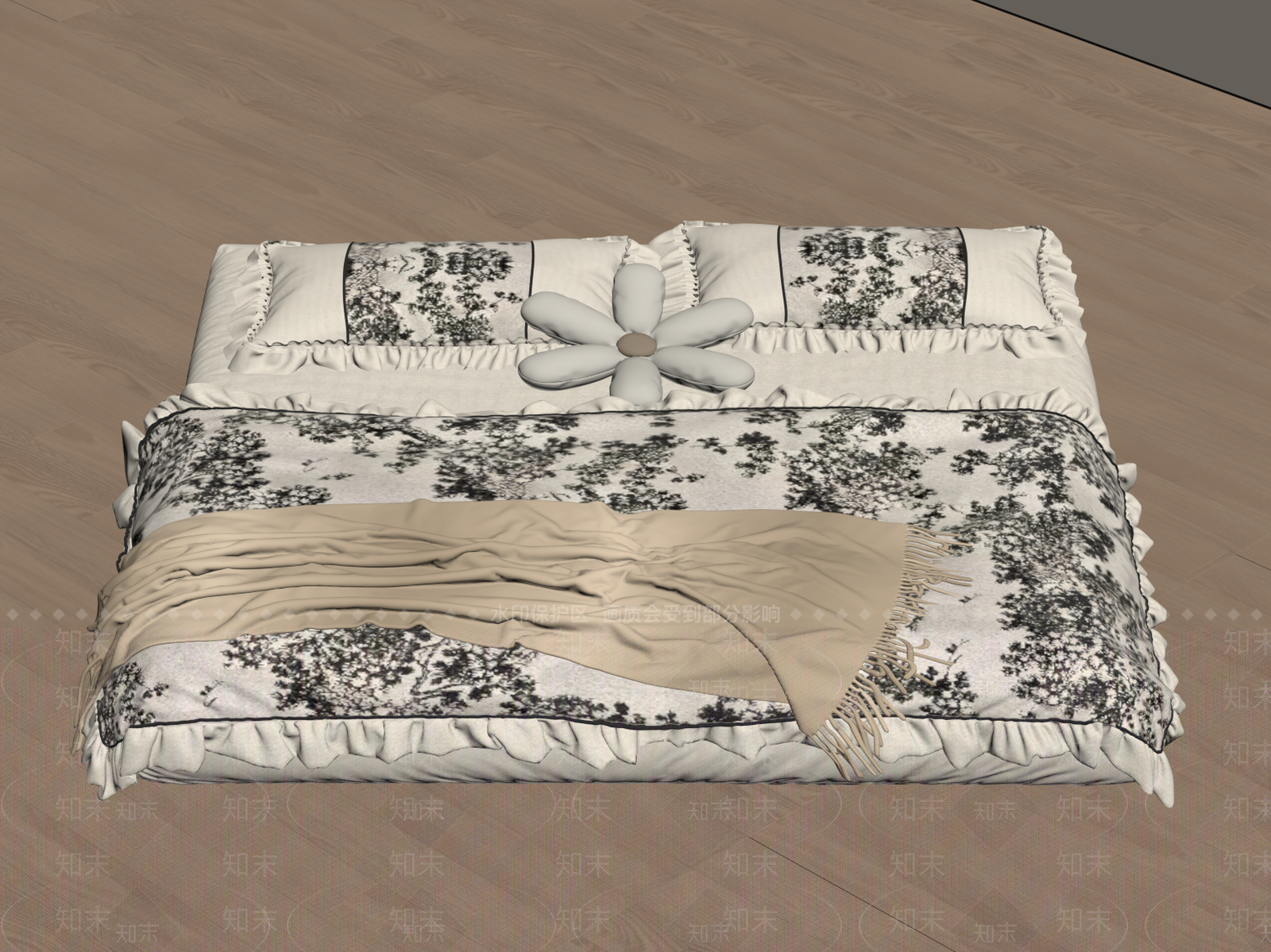 法式床品SU模型下载【ID:1181906655】