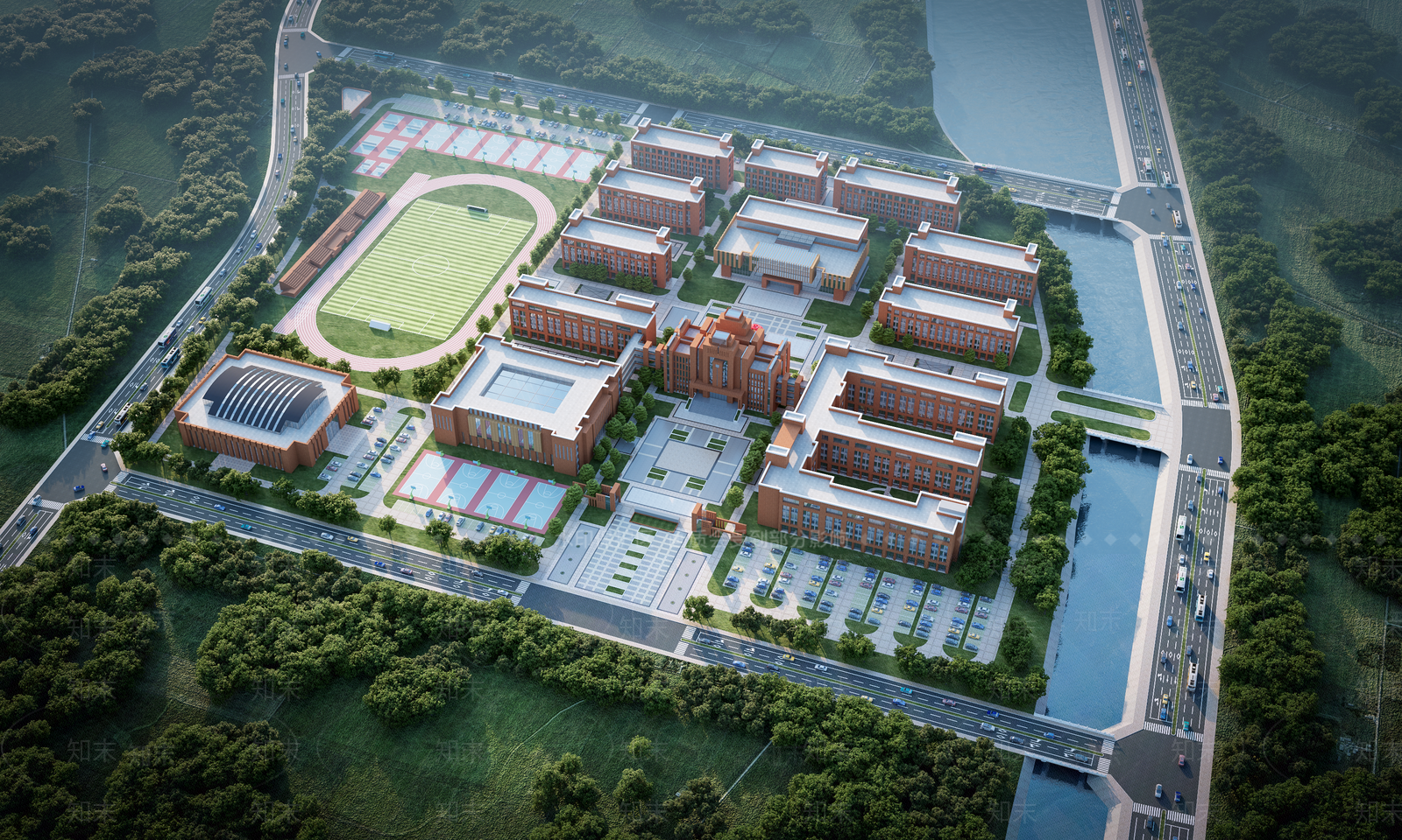 现代学校外观3D模型下载【ID:1181907799】