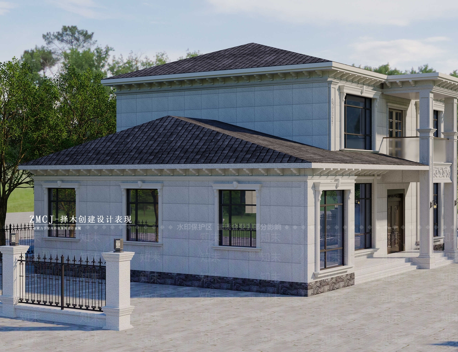 现代别墅外观3D模型下载【ID:1181909402】
