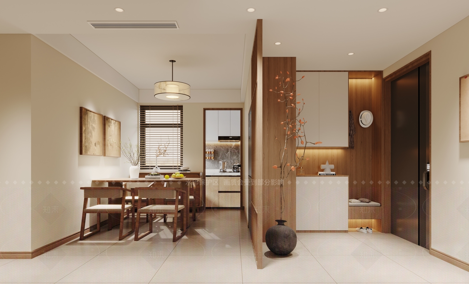 原木家居餐厅3D模型下载【ID:1214962148】