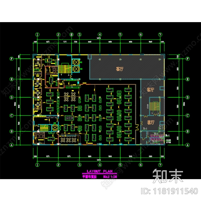 现代台球厅cad施工图下载【ID:1181911540】