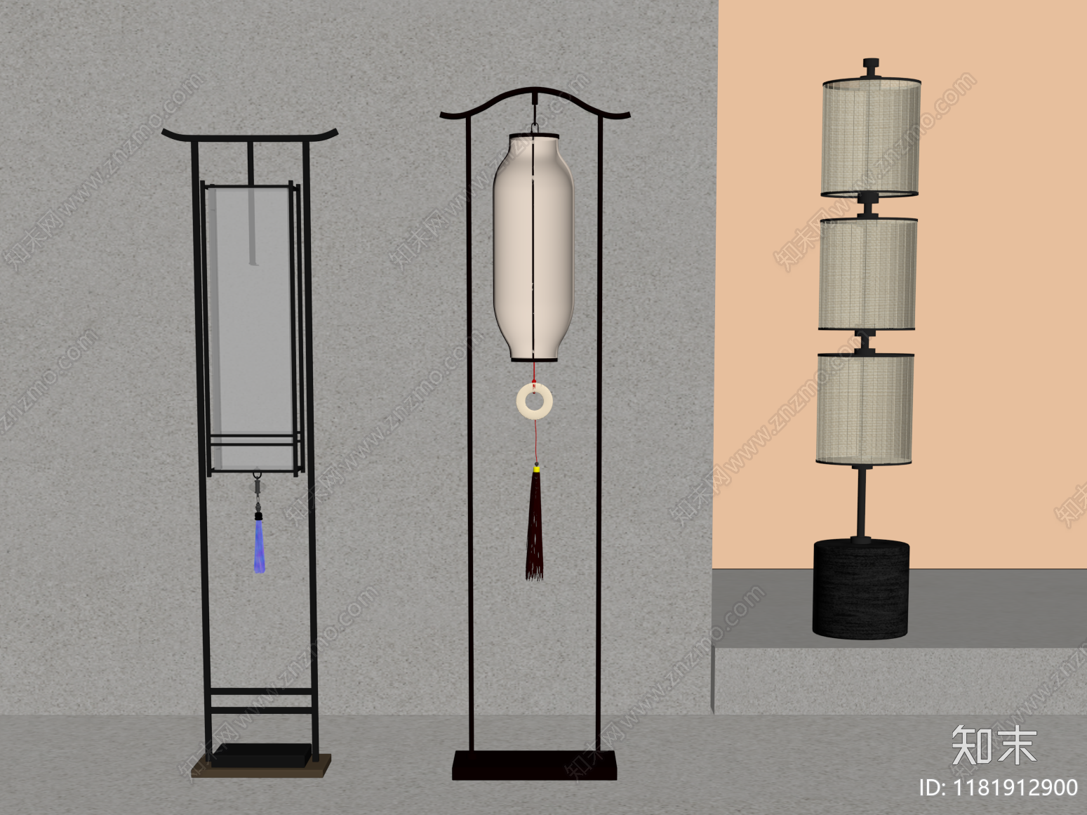 新中式落地灯SU模型下载【ID:1181912900】