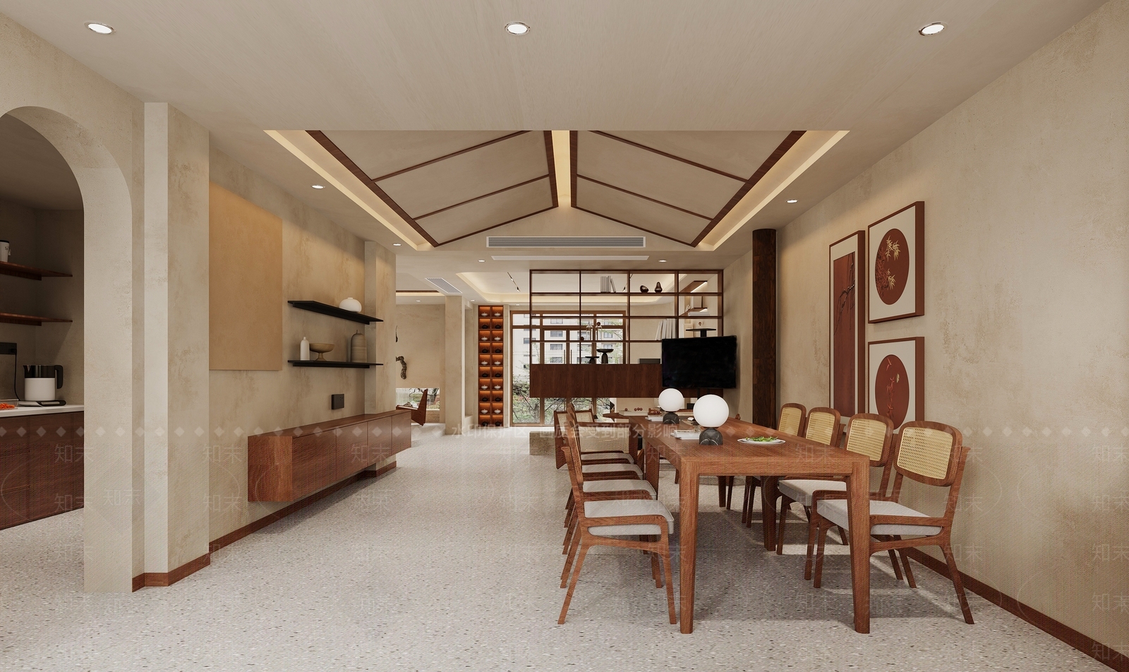 新中式复古休息区3D模型下载【ID:1181938195】