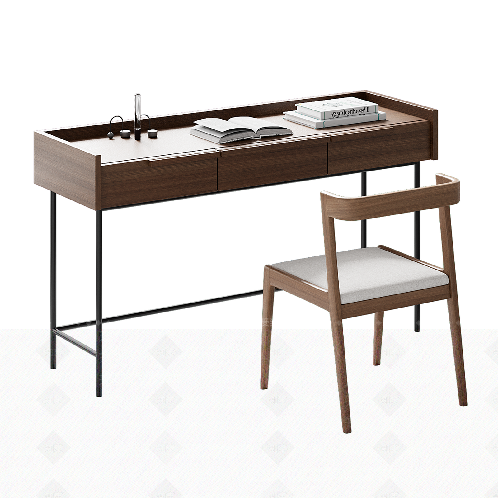 北欧中古书桌椅3D模型下载【ID:1181925464】