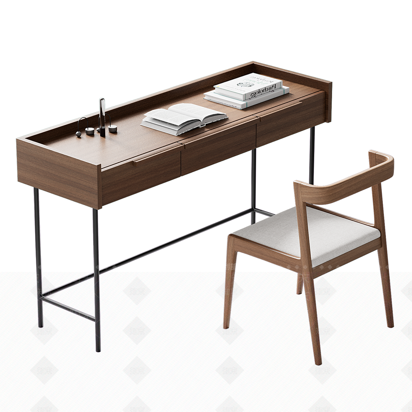 北欧中古书桌椅3D模型下载【ID:1181925464】