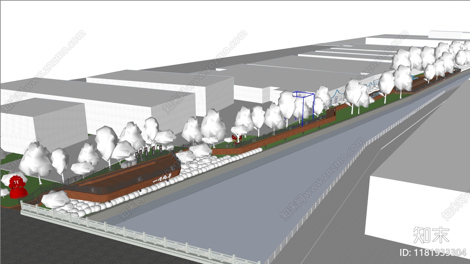 现代滨水景观SU模型下载【ID:1181933304】