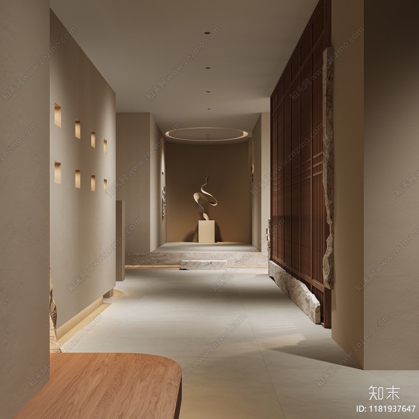 新中式侘寂美容院3D模型下载【ID:1181937647】