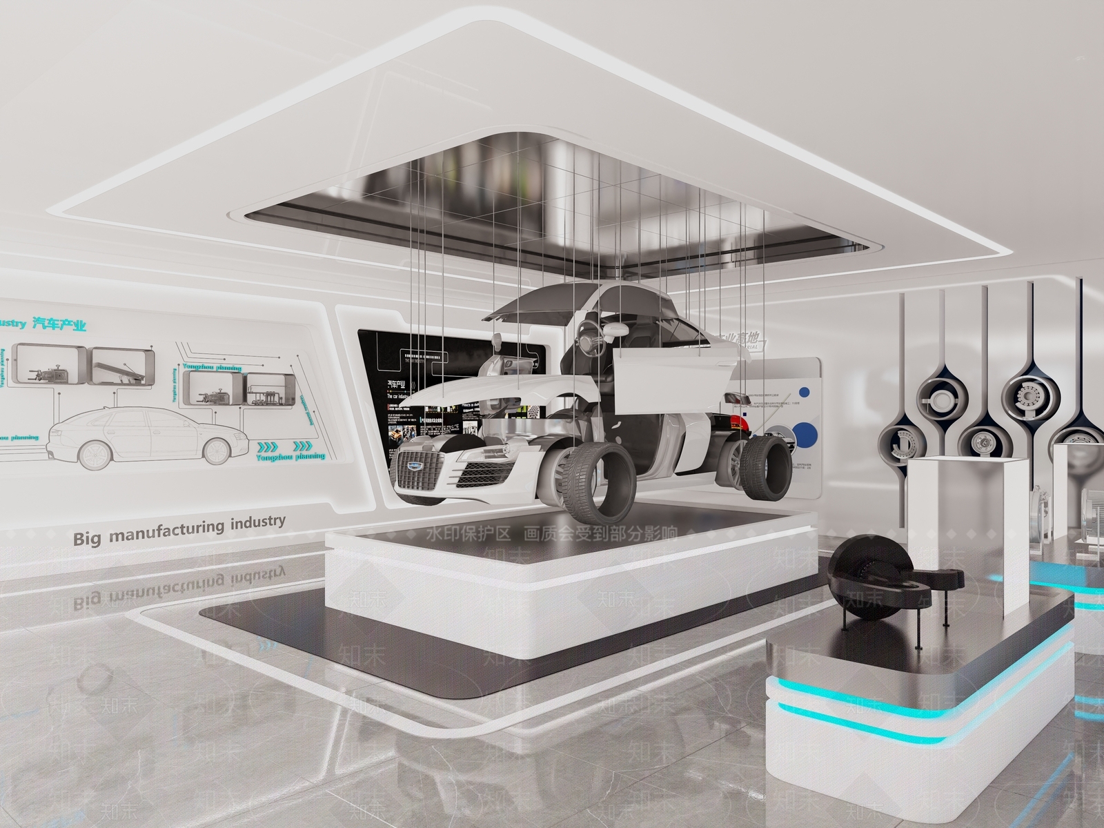 现代车类展厅3D模型下载【ID:1181937951】